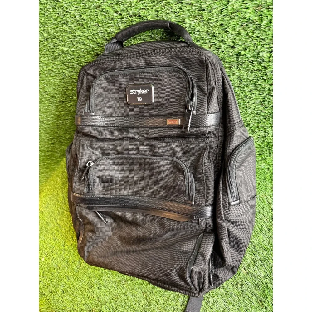 Tumi Alpha 3 Black Ballistic Nylon Leather Trim Backpack Mens Bag MSRP $695